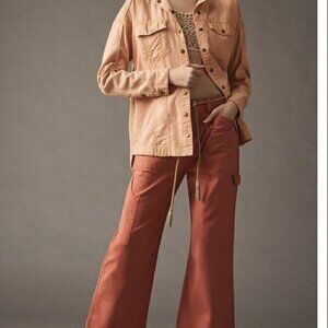 NWT PILCRO by ANTHROPOLOGIE Peach Terry Utility Shacket Jacket Large $138.00
